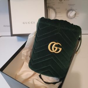 Emerald Gucci GG Marmont Velvet bucket Bag - Emerald ON HOLD